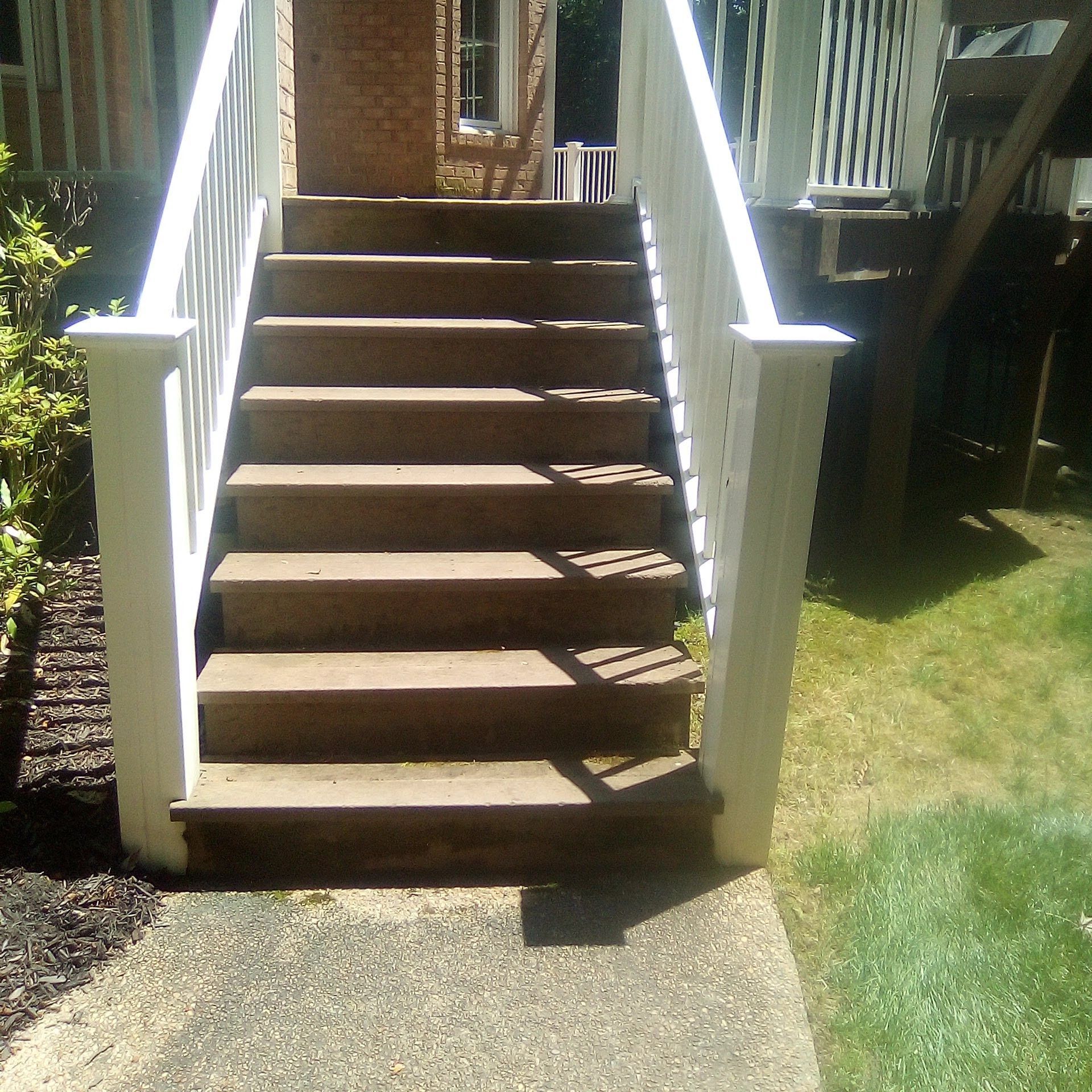 Before Wash Wood Deck Stairs — Richmond, VA — A + Pressure Washing