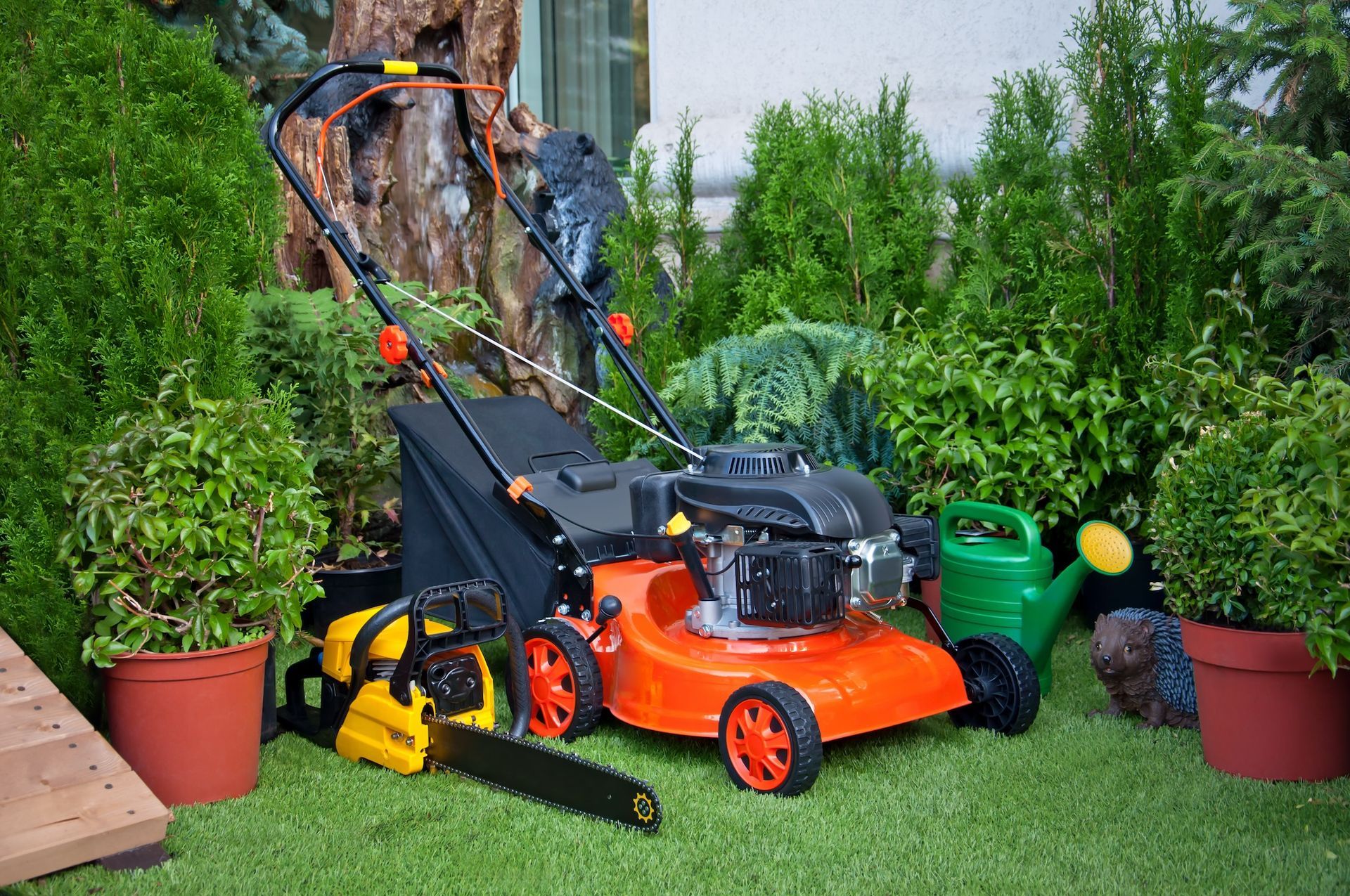 Lawnmower, Chainsaw, and Watering Can — Cairns Small Engine Repairs in Bentley Park, QLD