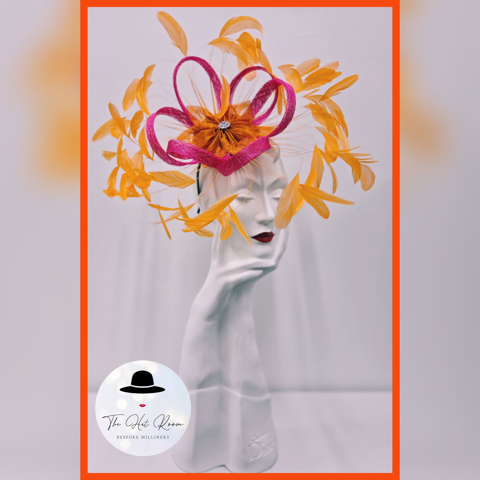 Sinamay loop and flower large fascinator with feathers 
wedding 
Ascot 
mother of the bride 
mother of the groom