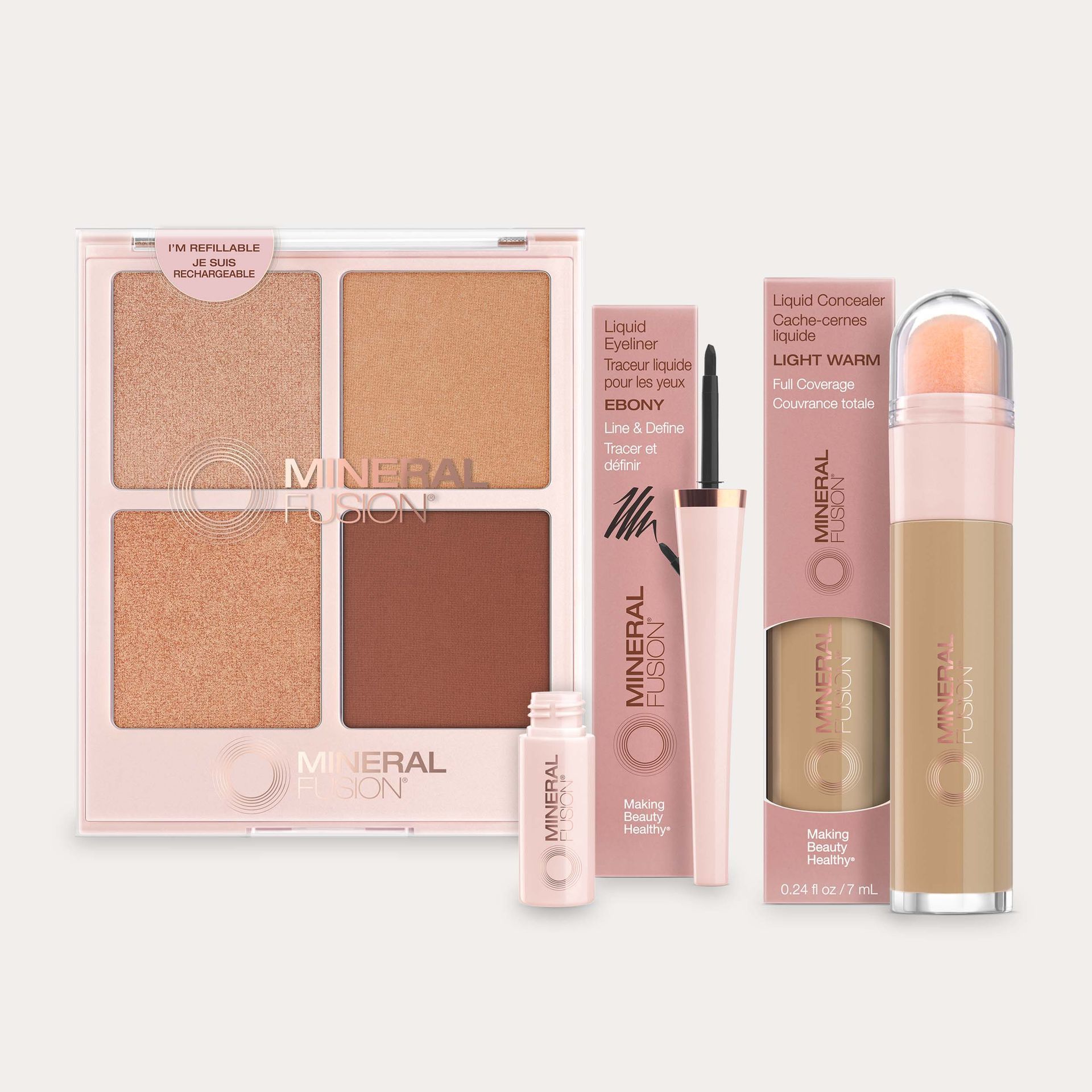 Mineral Fusion compact, eyeliner and liquid concealer