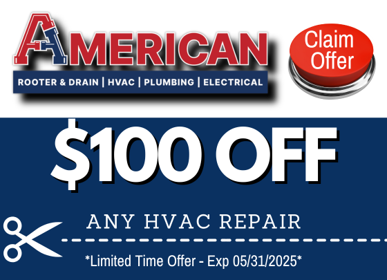 Coupon for $100 OFF any HVAC Repair. Expires Jan 31, 2025