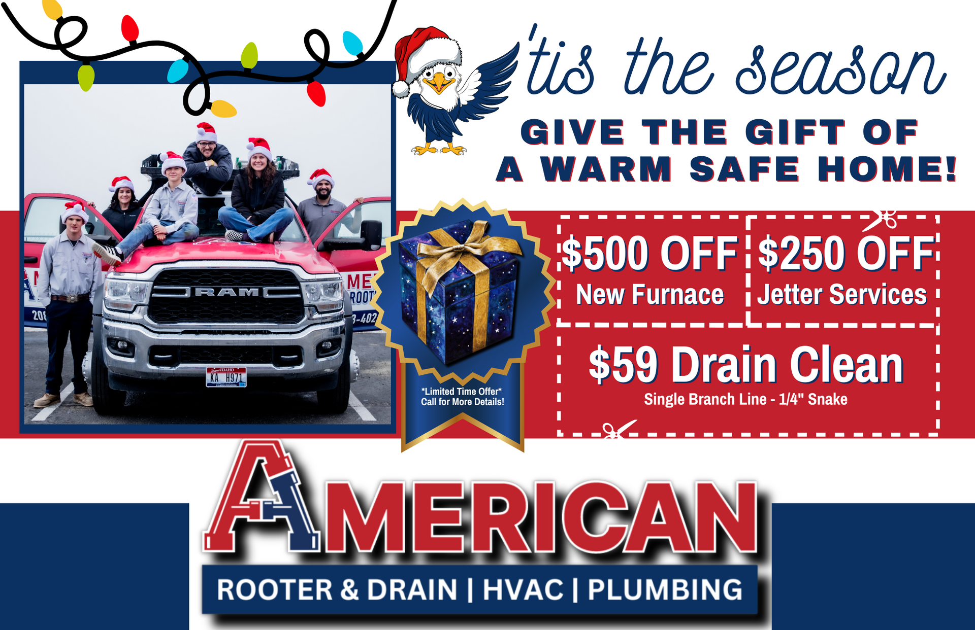 FREE trip charge on a clogged drain service during the holidays