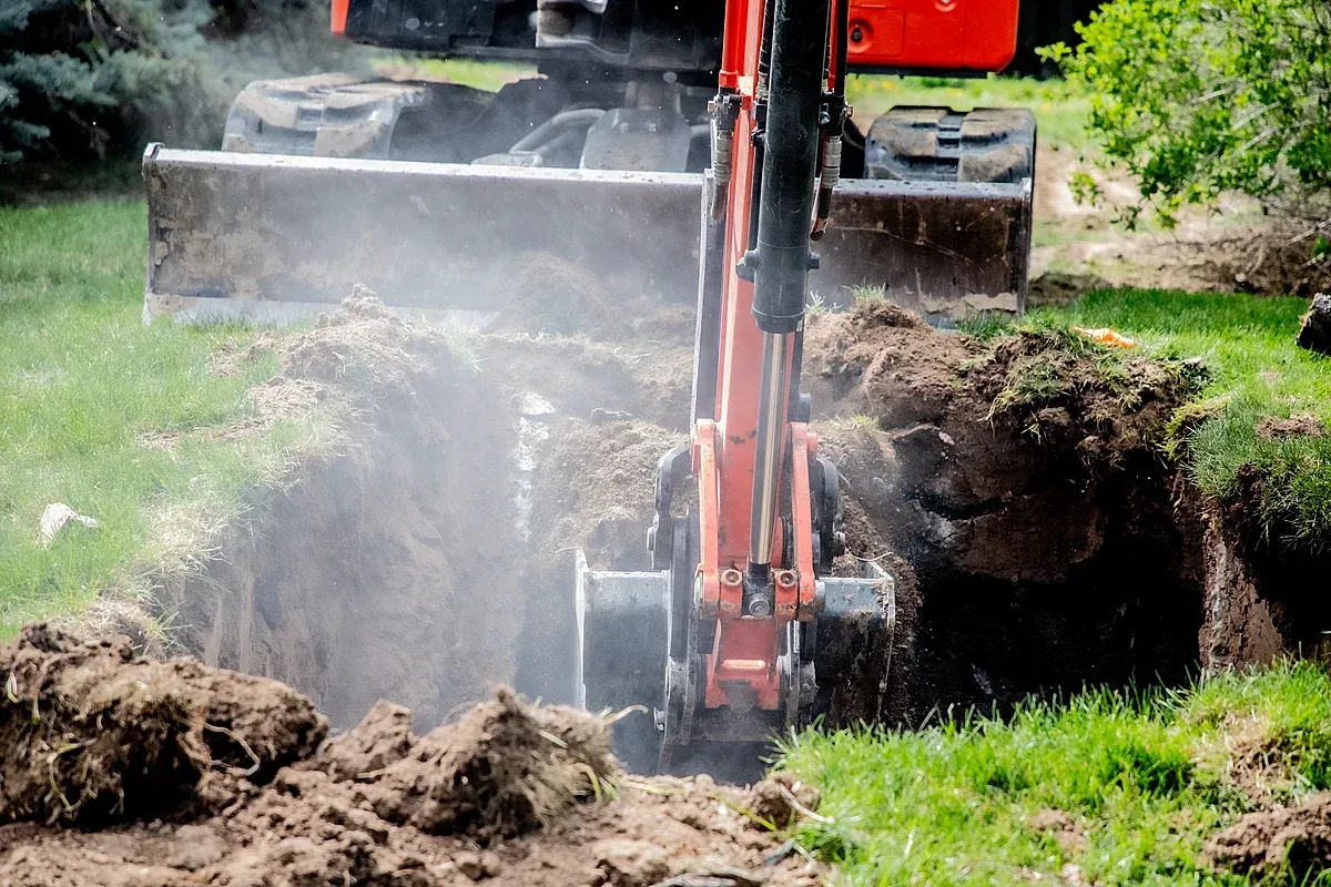 Excavation prepping for septic tank