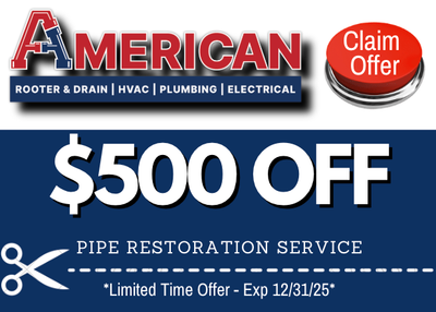 Coupon for $500 OFF a pipe restoration service. Expires December, 31 2025