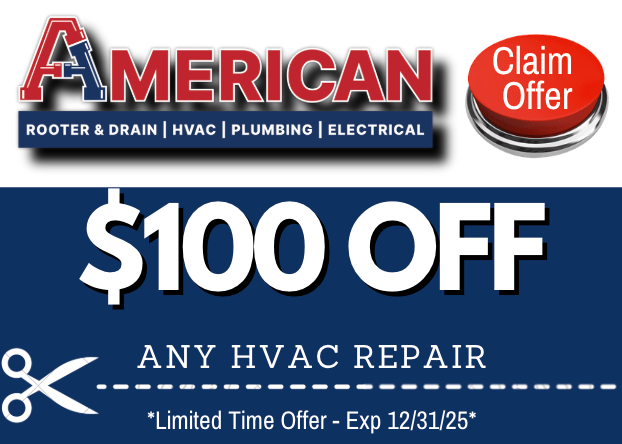 Coupon for $100 OFF any HVAC Repair. Expires December, 31 2025