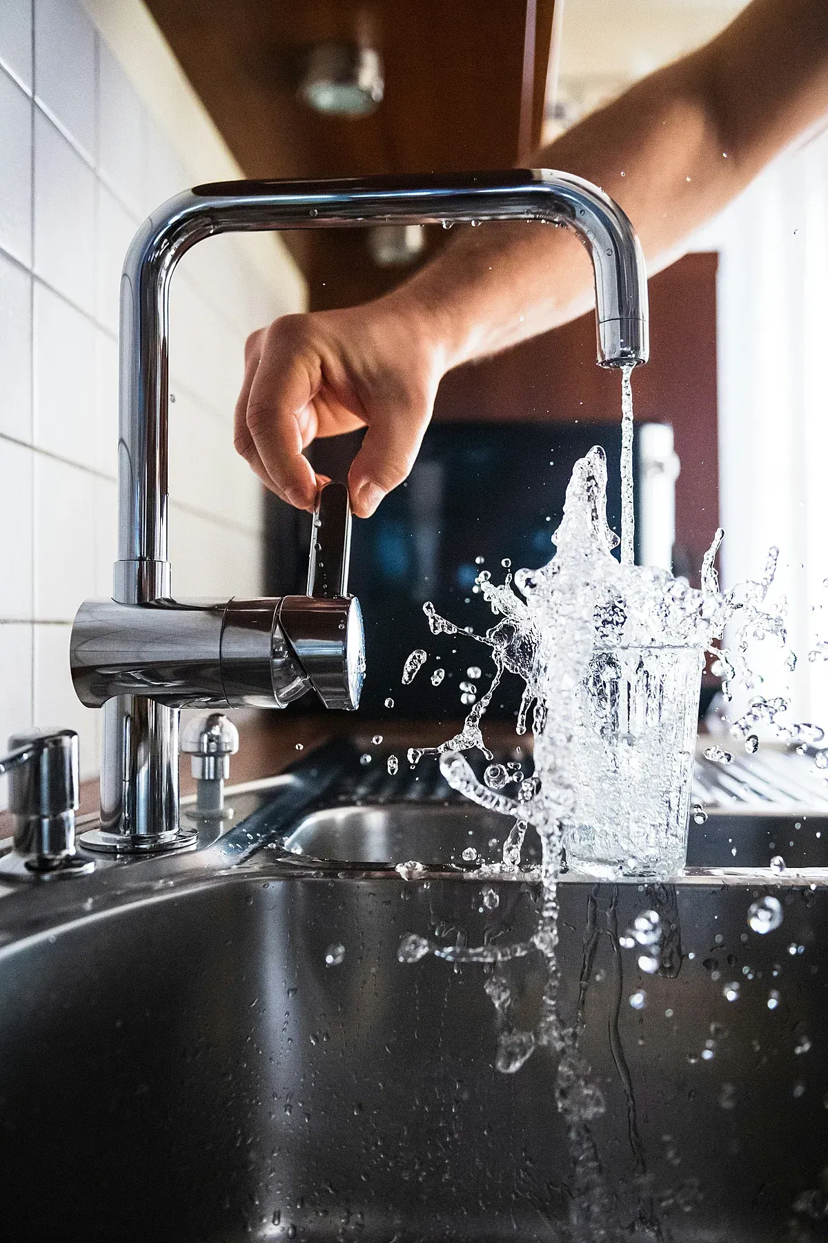 Running water in sink