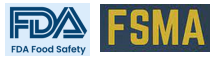 Logos for the FDA (Food and Drug Administration) and FSMA (Food Safety Modernization Act).