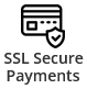 Credit card icon with shield, indicating SSL secure payments.