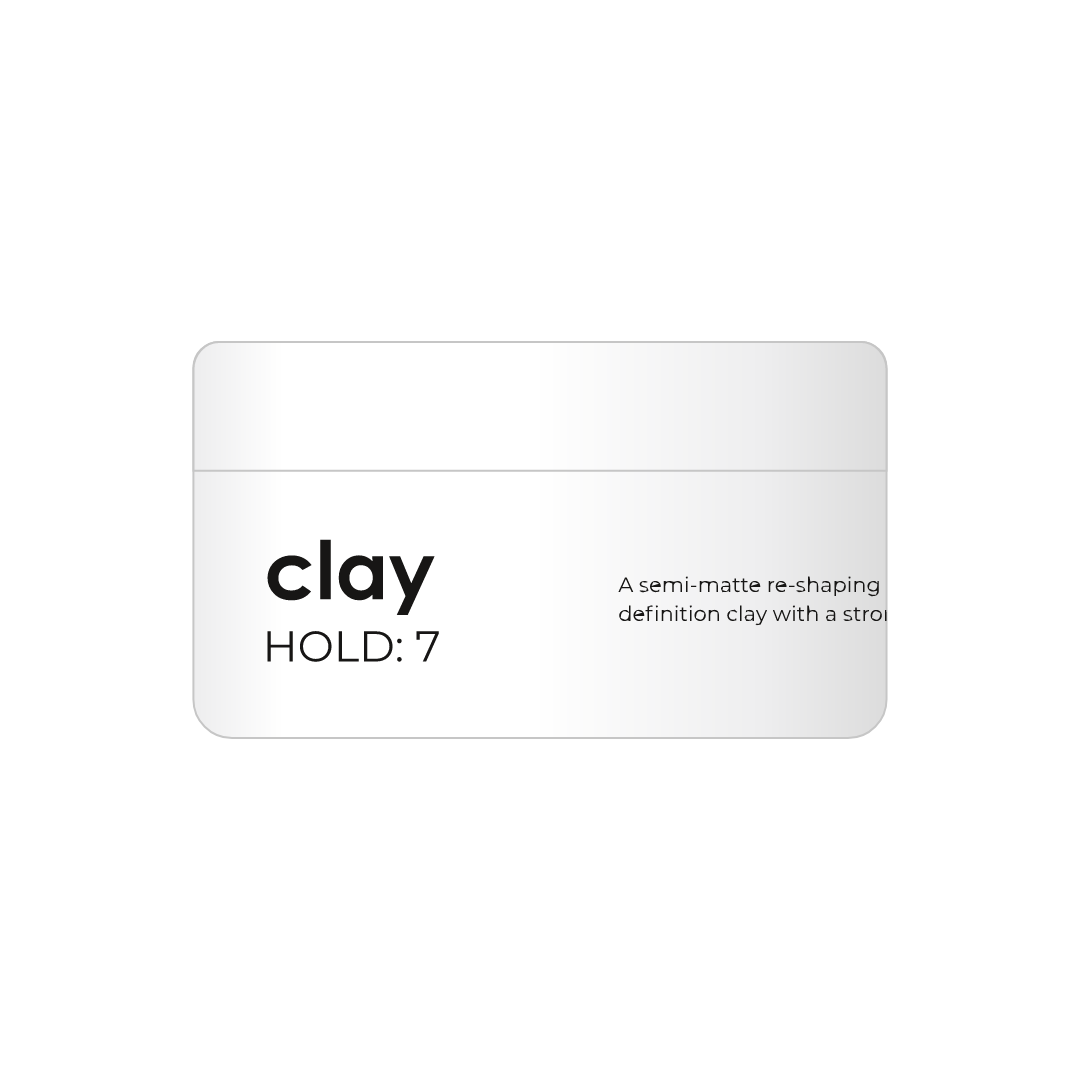 A white jar of clay hold 7 on a white background.