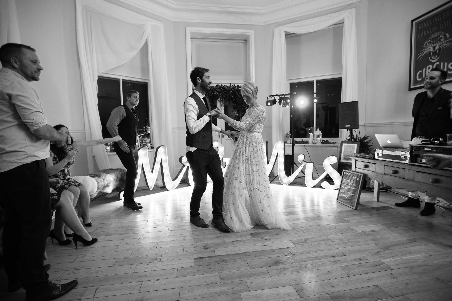 Newlyweds dance at their reception,