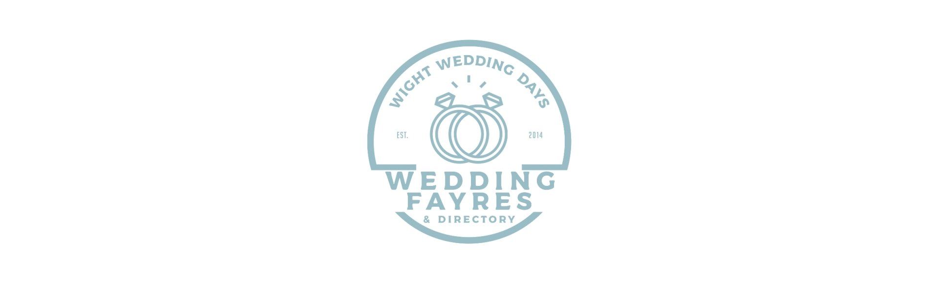Logo for Wedding Fayres company, featuring intertwined rings and text in a light blue circle.