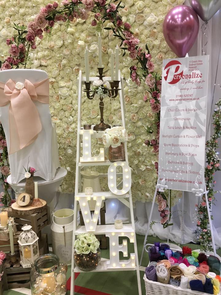 Wedding decor display: white ladder with