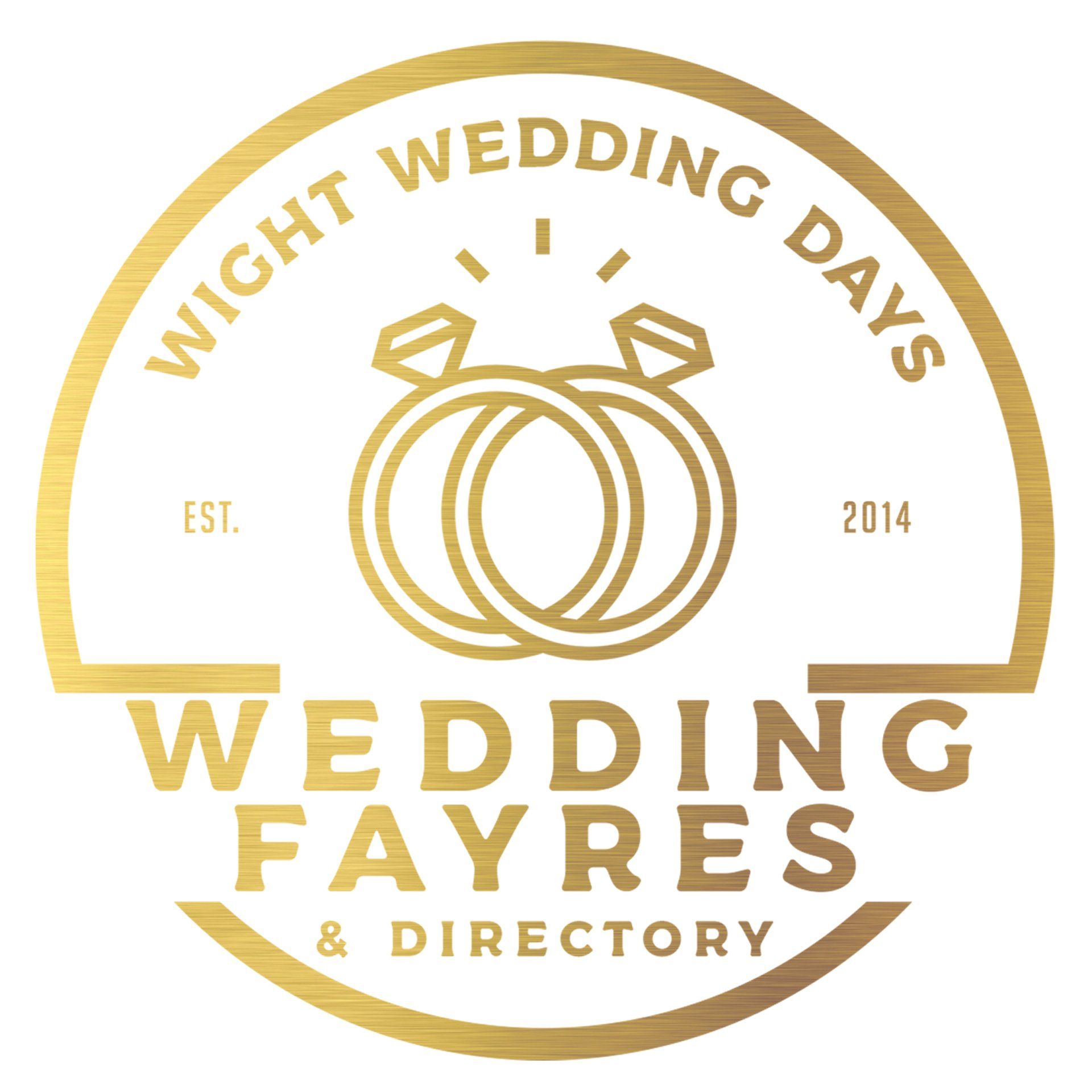 Gold logo for Wight Wedding Days, featuring interlocking rings and text.