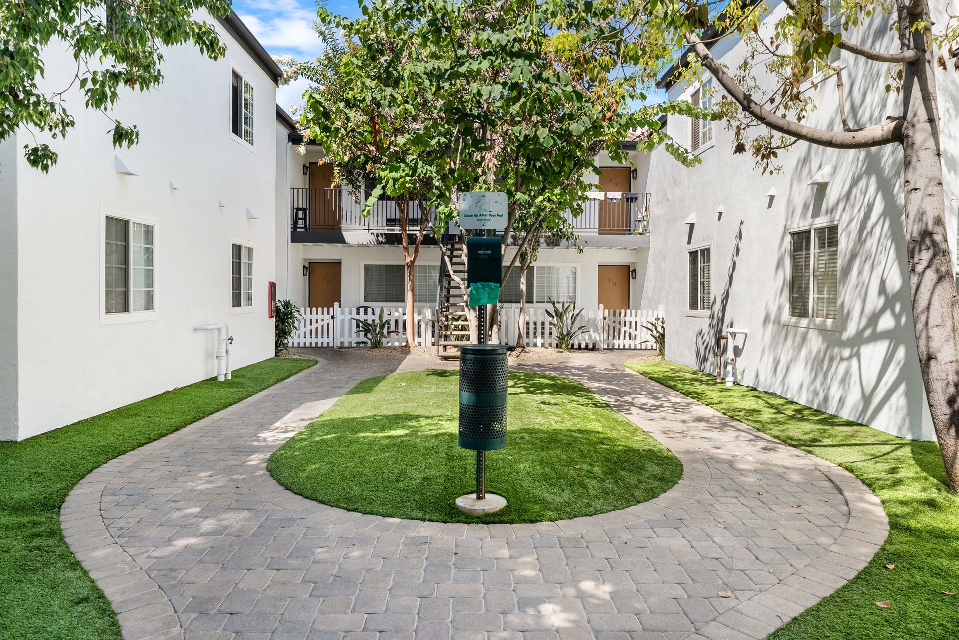 circular courtyard with dog bag station
