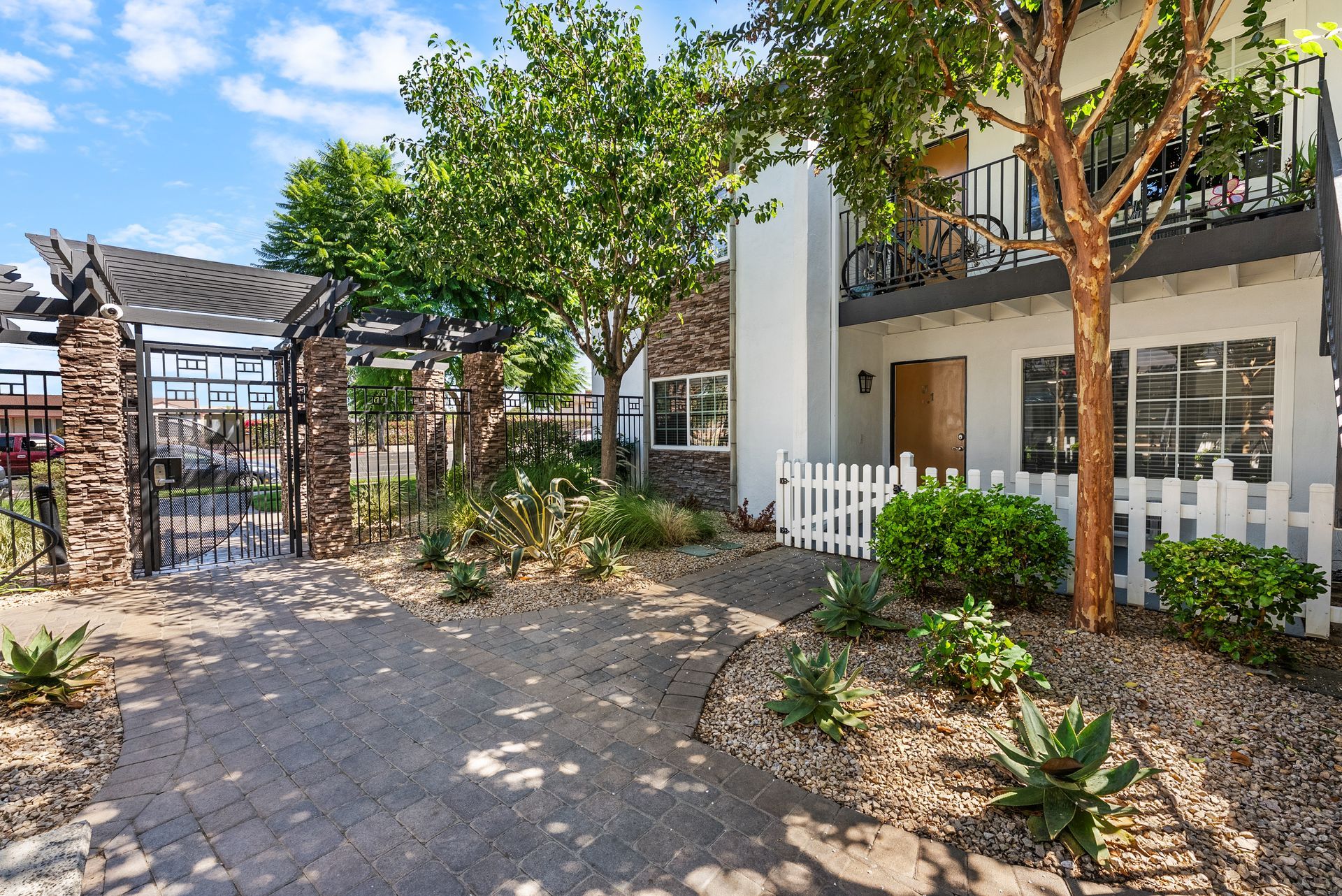 shaded apartment entry