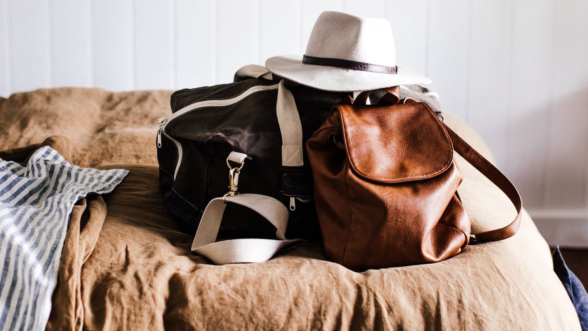 Bags and hat for travel