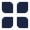 Four dark blue squares with rounded inner corners arranged in a two-by-two grid to form a larger square shape.