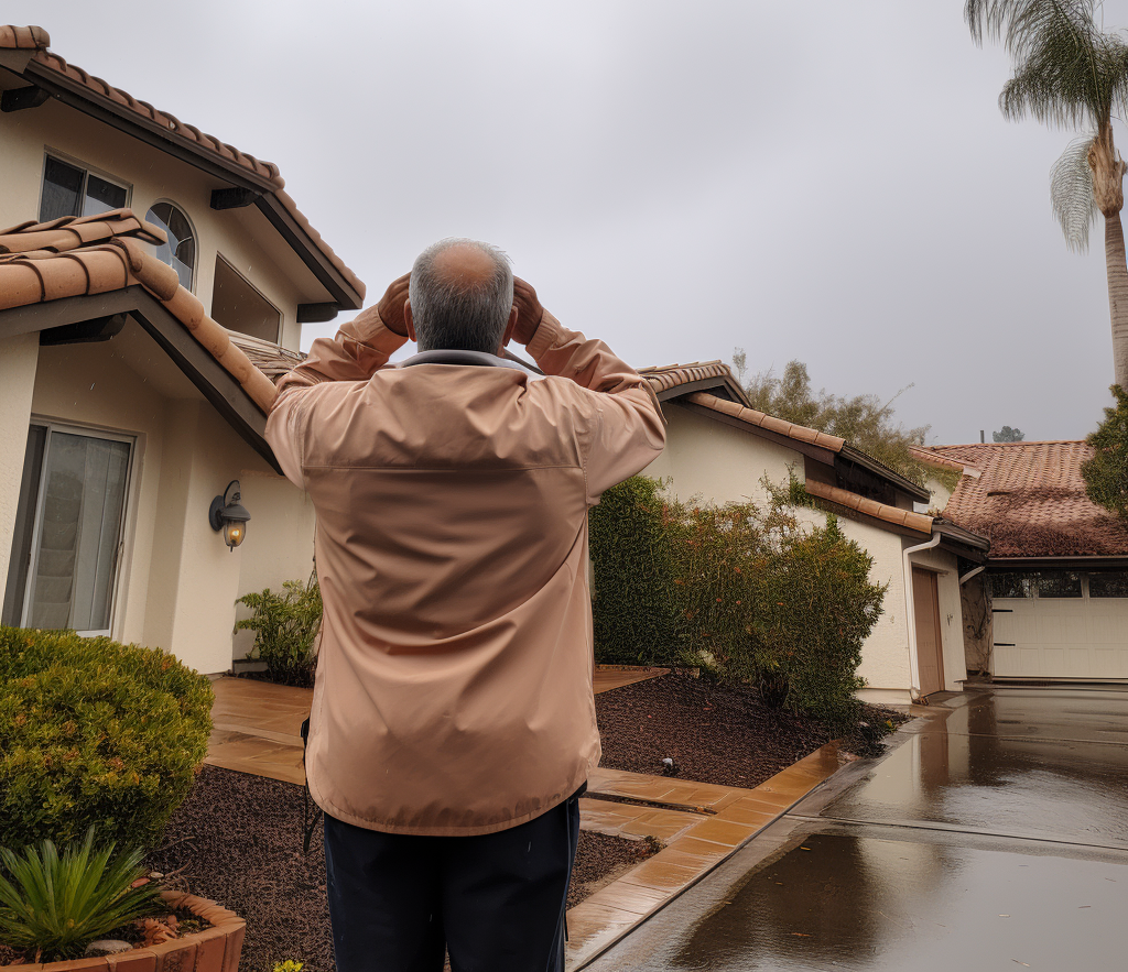 san diego homeowner inspecting his roof