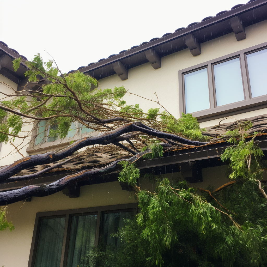 san diego roofing company trimming overhanging branches over roof