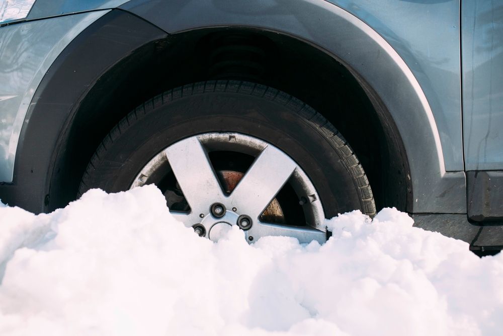 wheel stuck in the snow
