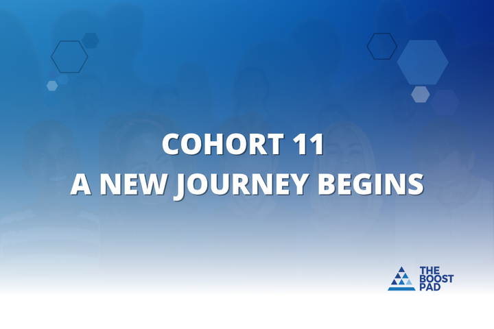 Cohort 11 announcement. Blue background with white text: 
