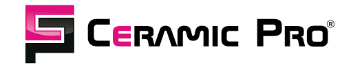 Logo of Ceramic Pro, a car detailing company. Contains a stylized 