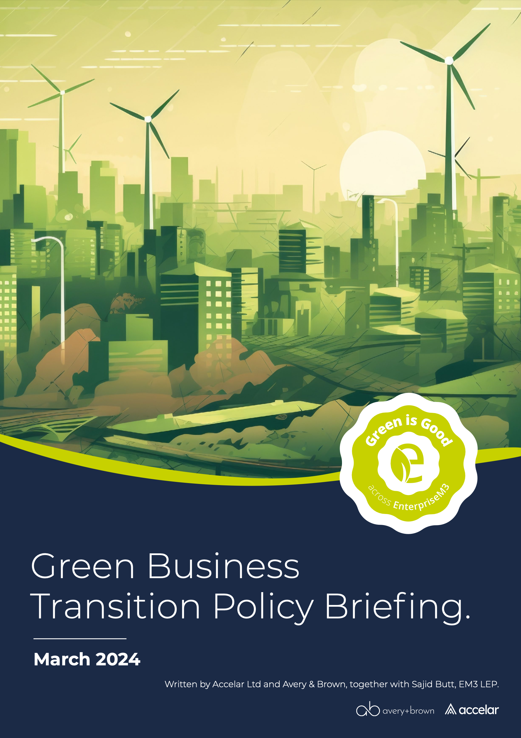 A green business transition policy briefing, March 2024, front cover image