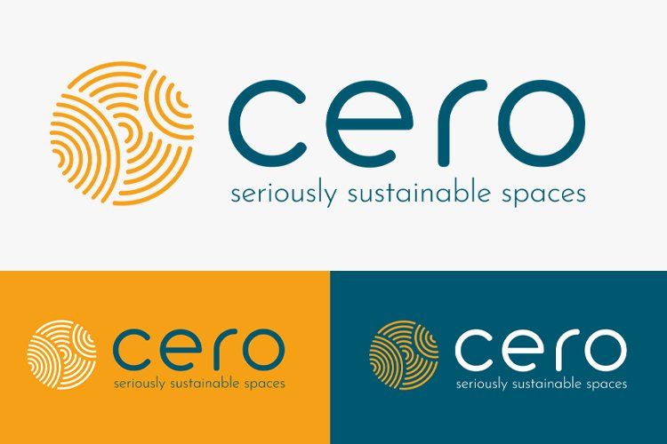 Cero logo shown three times in a variety of colours
