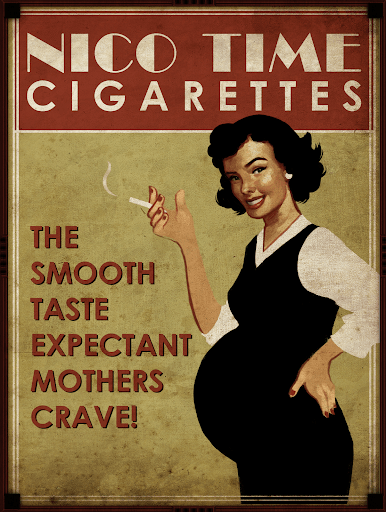 Example of bad advertising - pregnant woman smoking