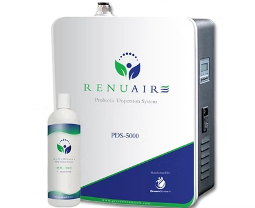 A bottle of renuaire next to a box