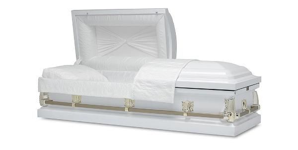 White open casket.