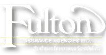 The logo for fulton insurance agencies ltd. is white and yellow.