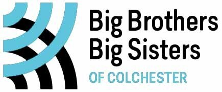The logo for big brothers big sisters of colchester is blue and black.