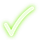 Glowing green checkmark.