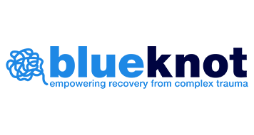 Blue Knot logo with a blue knot graphic and text 