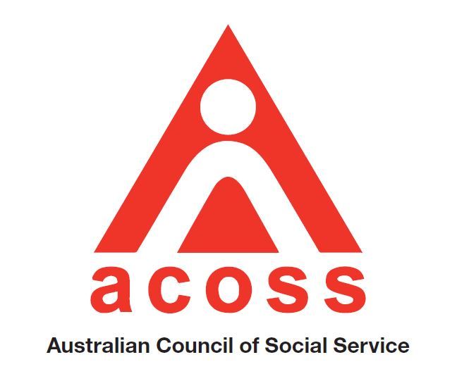 Red ACOSS logo: Red triangle and lower case 