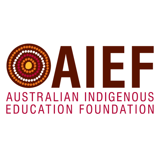 Logo for Australian Indigenous Education Foundation: Aboriginal art circle, text 