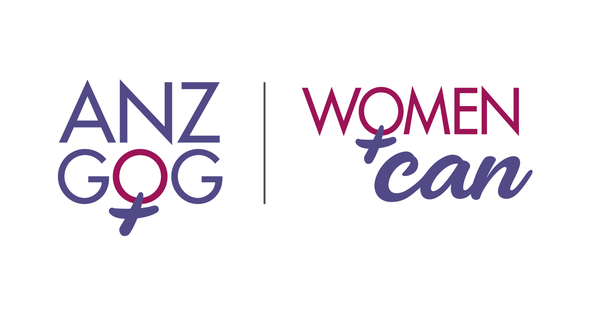 ANZ GOG Women Can logo: blue and burgundy text, with woman symbol replacing ‘O’ in ‘GOG’ and ‘O’ in ‘WOMEN’.