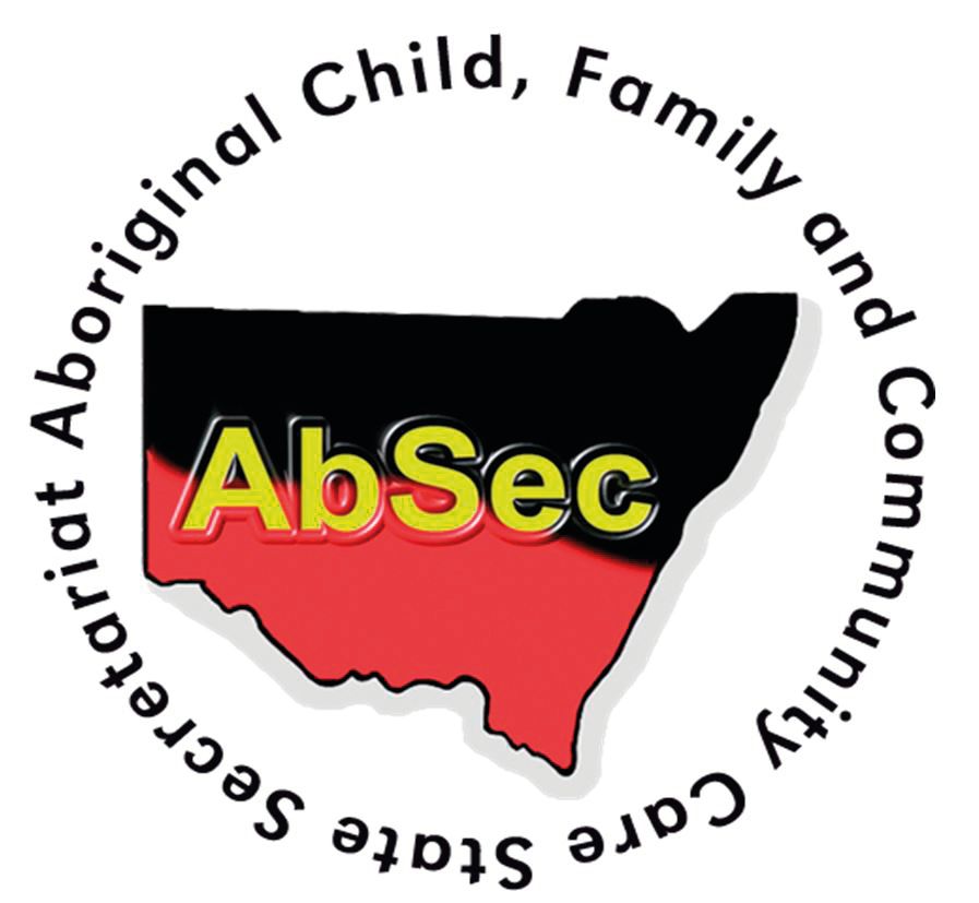AbSec logo: NSW state map with Aboriginal flag colors, 