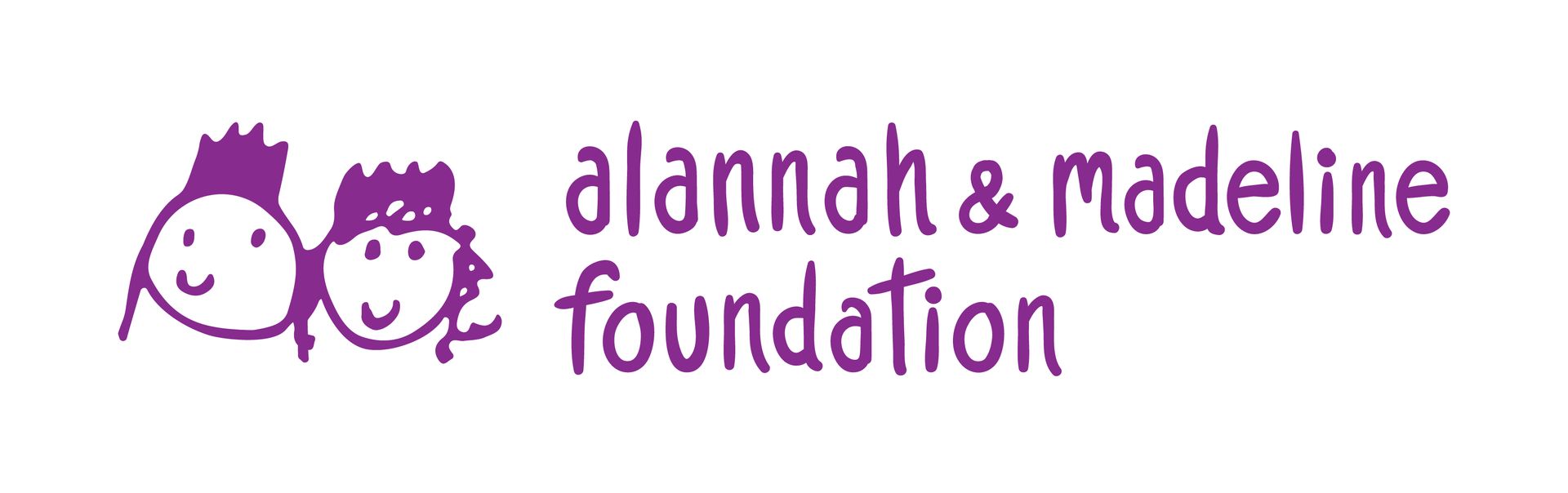 Purple cartoon of two children with 