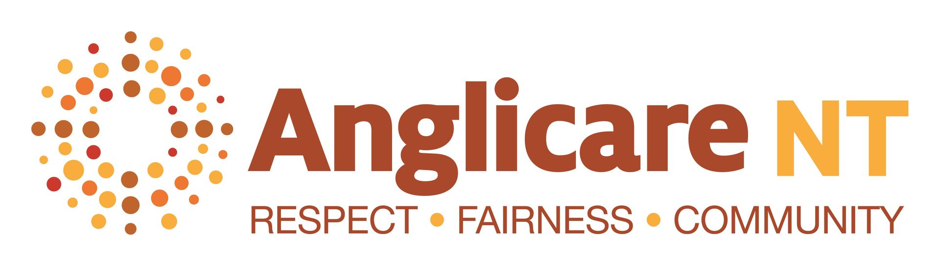 Anglicare NT logo with a circle of brown dots and text 