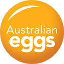Australian Eggs logo: Yellow circle with 