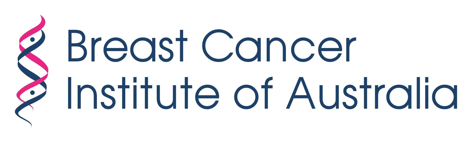 Logo of the Breast Cancer Institute of Australia with a DNA helix and text.