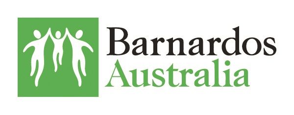 Barnardos Australia logo: Three figures holding hands in a green square, with the organization's name to the right.