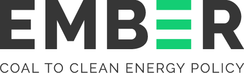 EMBER logo: Black letters, with green horizontal bars in place of the 