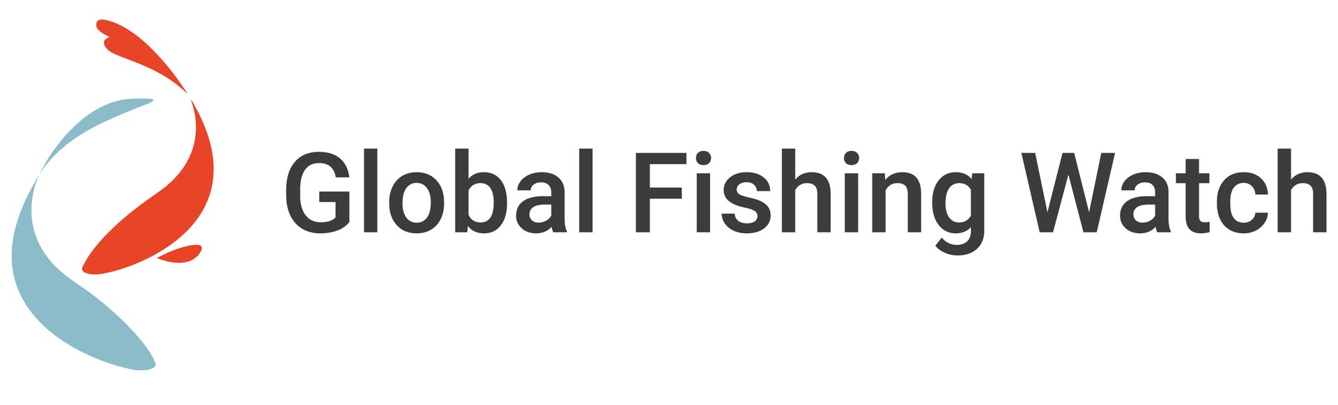 Logo of Global Fishing Watch featuring two fish in a swirling pattern, colored red and blue, next to the organization’s name.