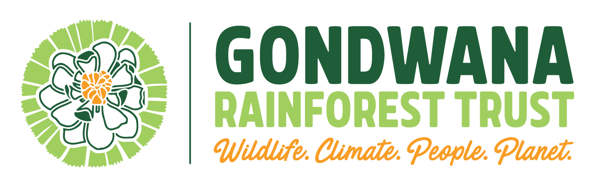 Logo for Gondwana Rainforest Trust featuring a flower emblem and text: 