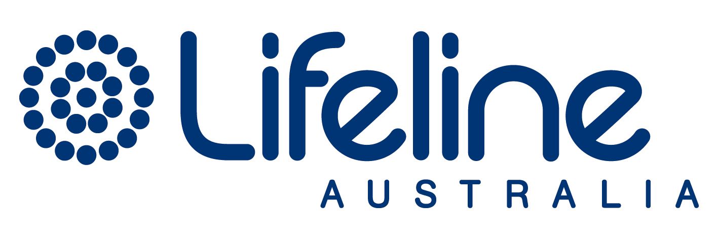 Lifeline Australia logo: blue text with a blue circle of dots.