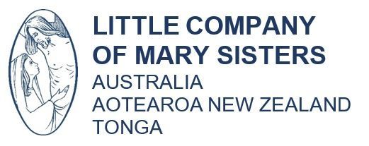 Logo: Oval illustration of two figures, and text 