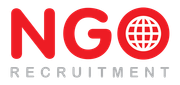 Logo for NGO Recruitment, featuring red text 